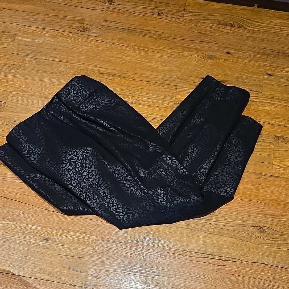 Black Subtle Animal Print Pants